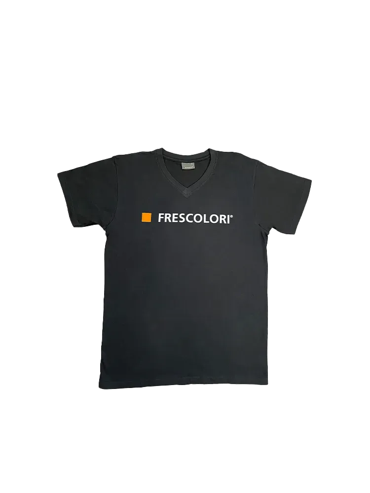 T-Shirt, V-Neck, schwarz, bedruckt